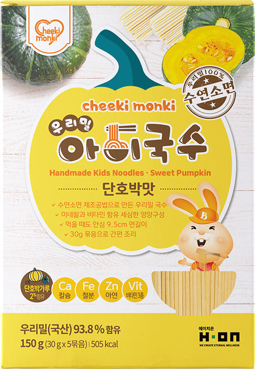Korean Cheeki Monki Handmade Kids Noodles Pumpkin 24x16g (12M+)