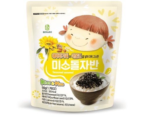 Roasting seawoned seaweed almond and sunflower សារាយរោយបាយ 30x50g (12M+)